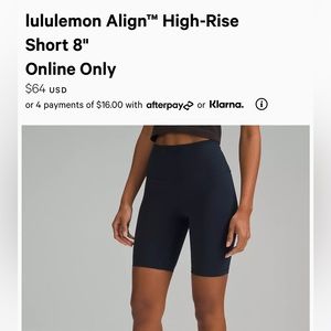Lululemon high rise align shorts